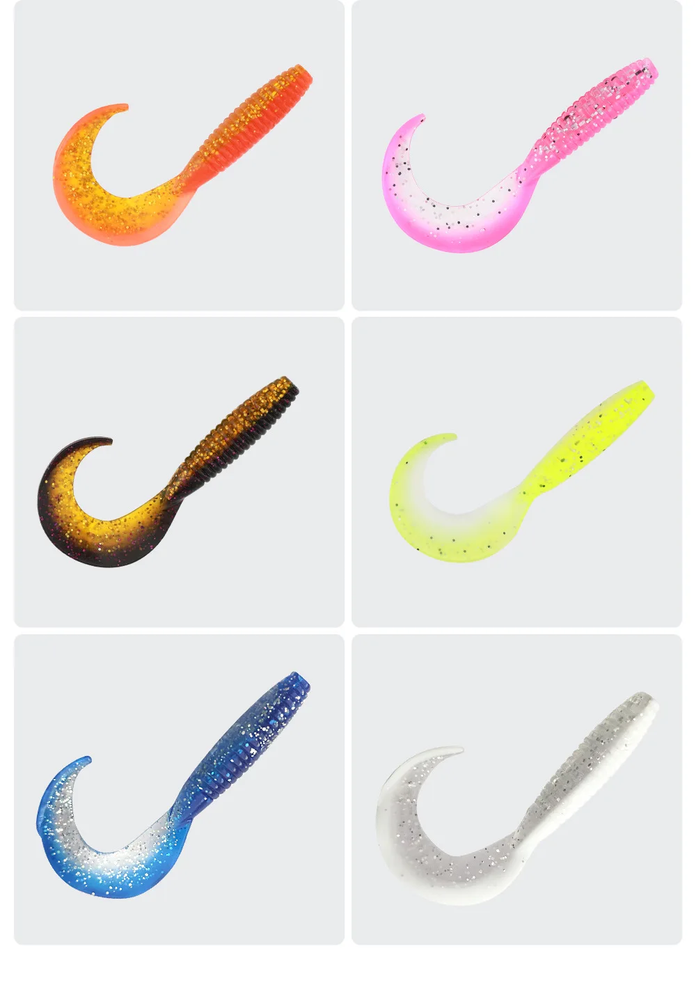 10pcs/lot Two Color Spiral Soft Bait 65mm/2.4g Shrimp Flavor Artificial Jig Wobblers Silicone Swimbait Carp Bass Fishing Tackle