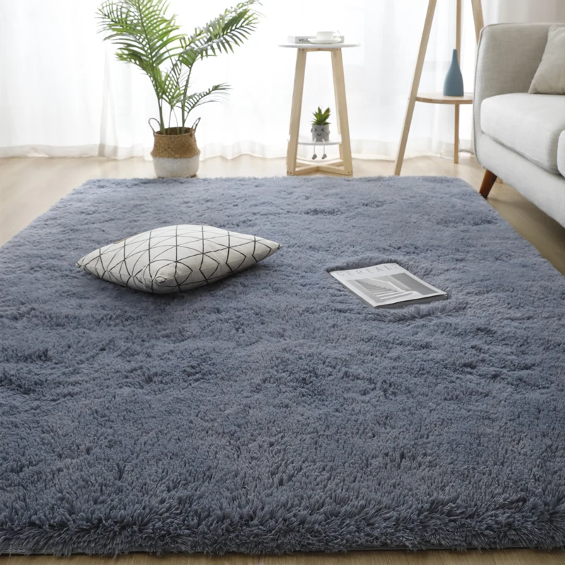 Grey Living Room Large Carpet Hall Coffee Table Floor Mat 160x230 Children's Room Bedroom Long Hair Fluffy Floor Covering Rugs
