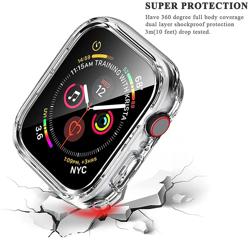 Case For Apple Watch Band 44mm 40mm 42mm 38mm 40 44mm 9 8 7 6 SE 5 4 3 Screen Protector PC Bumper iWatch 45mm 41mm Ultra 2 49mm