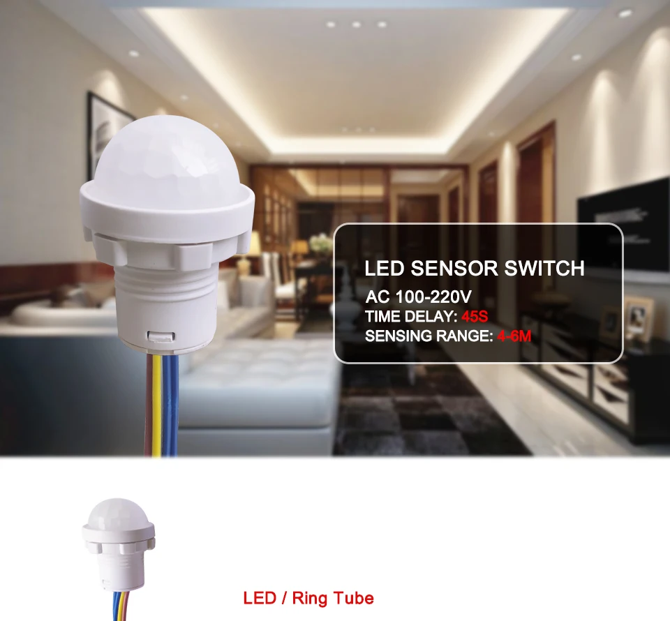 110/220v Mini LED Sensitive Night Light Home Indoor Outdoor Infrared Light Motion Sensor Detection Automatic Sensor Light Switch