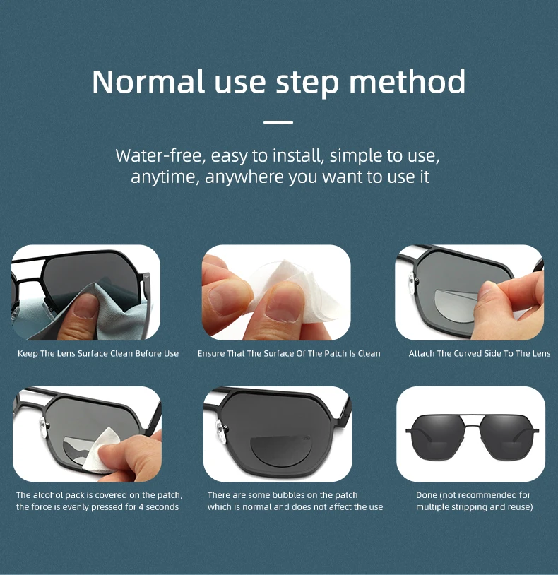 IENJOY 2pcs Liquid Silicone Bifocal Reading Lens Stick-on Presbyopic Lenses Magnification Reusable Bifocal Lenses 1.0 2.0 3.0
