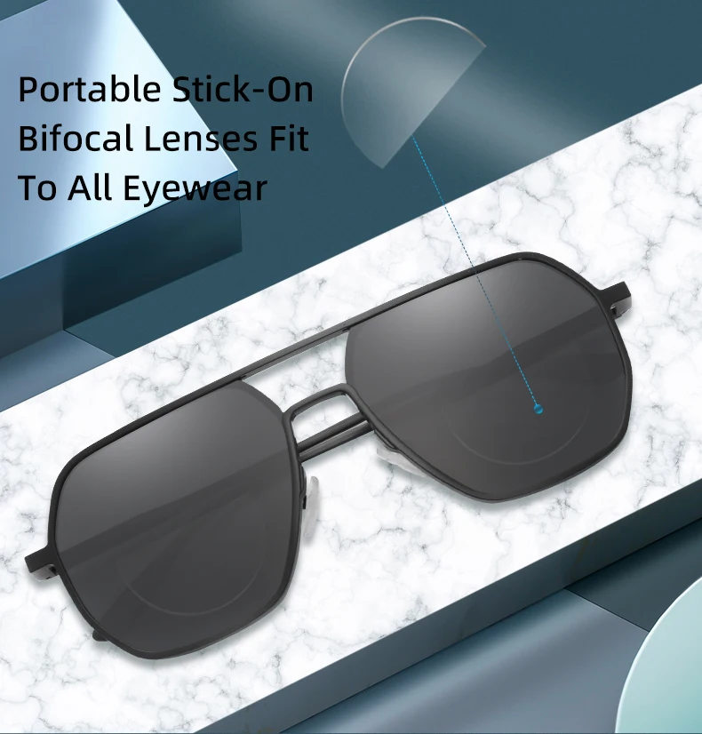 IENJOY 2pcs Liquid Silicone Bifocal Reading Lens Stick-on Presbyopic Lenses Magnification Reusable Bifocal Lenses 1.0 2.0 3.0