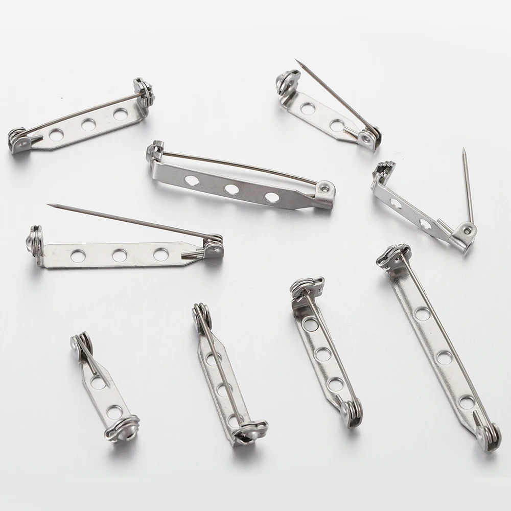 20pcs 20-40mm Stainless Steel Brooch Pin Safety Brooch Base Settings Needles Accessories DIY Jewelry Making Findings Components