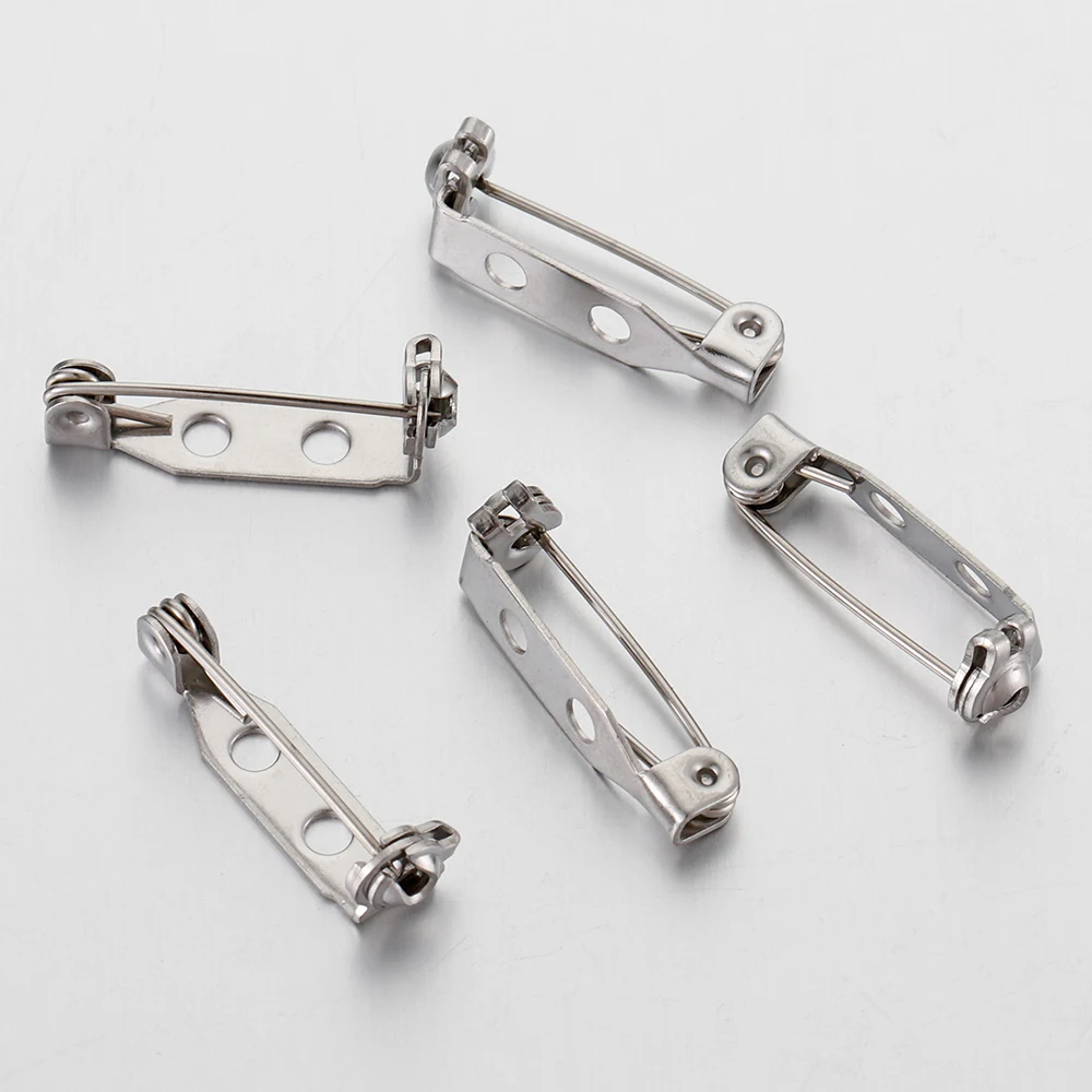 20pcs 20-40mm Stainless Steel Brooch Pin Safety Brooch Base Settings Needles Accessories DIY Jewelry Making Findings Components
