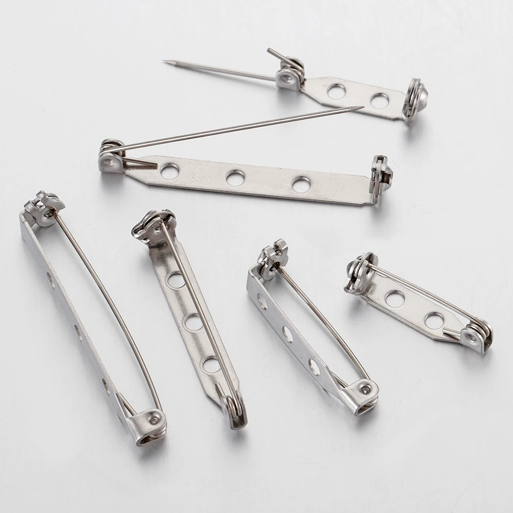 20pcs 20-40mm Stainless Steel Brooch Pin Safety Brooch Base Settings Needles Accessories DIY Jewelry Making Findings Components