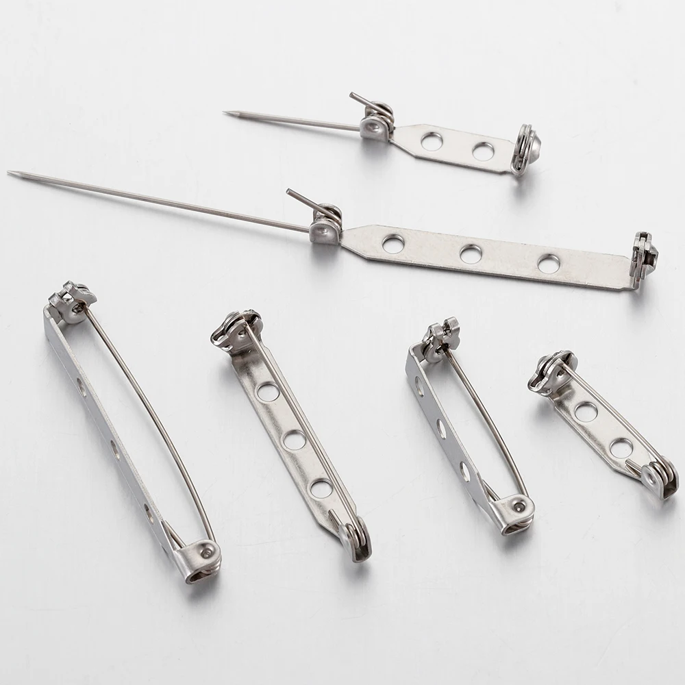 20pcs 20-40mm Stainless Steel Brooch Pin Safety Brooch Base Settings Needles Accessories DIY Jewelry Making Findings Components