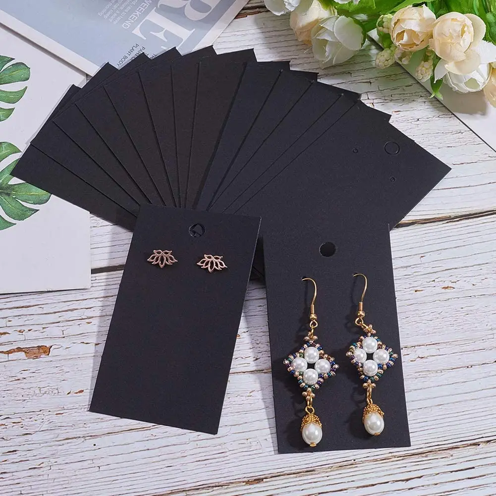 50pcs 5x9cm Kraft Paper Card with Self-Adhesive Bags Blank Cardboard Holder Tags for Long Drop Earring Jewelry Display Packaging