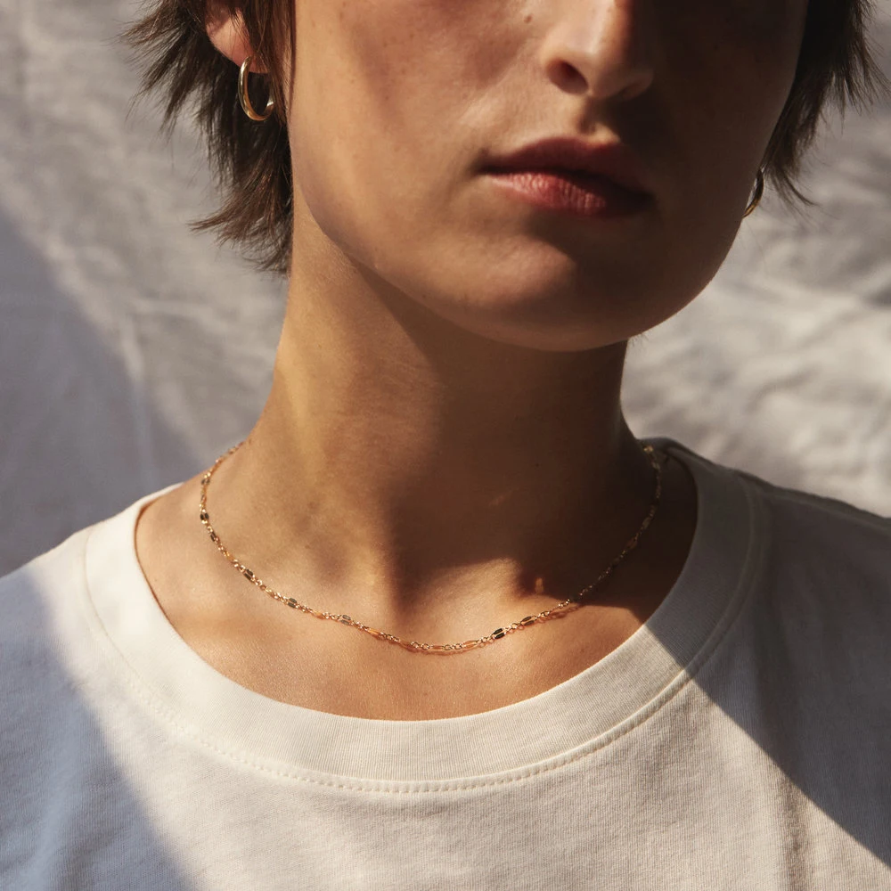 SUNIBI Stainless Steel Chain Necklace for Women Gold Color Thin Choker Bead Chain Necklace Jewelry Wholesale Dropshipping