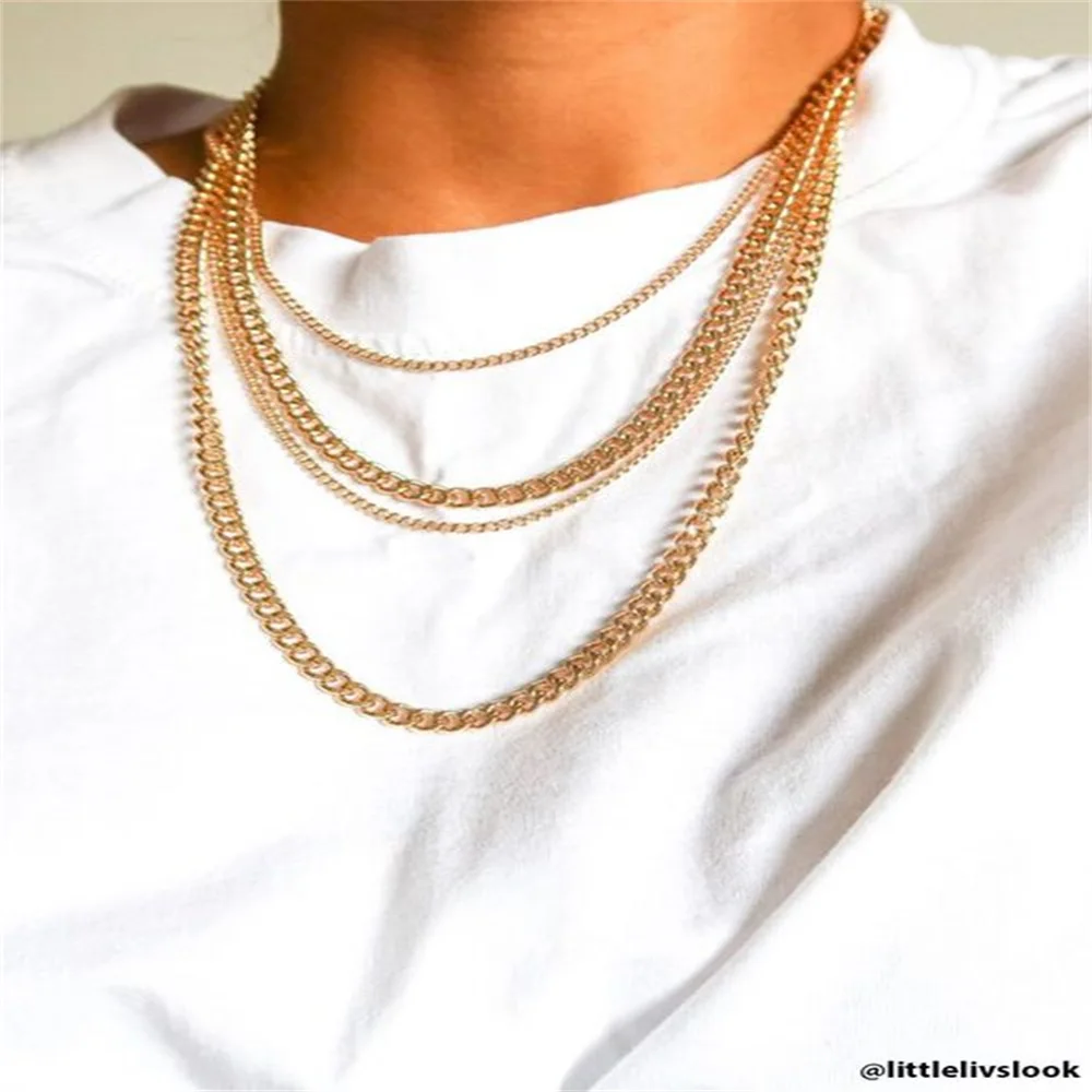 SUNIBI Stainless Steel Chain Necklace for Women Gold Color Thin Choker Bead Chain Necklace Jewelry Wholesale Dropshipping