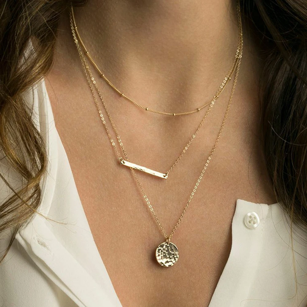 SUNIBI Stainless Steel Chain Necklace for Women Gold Color Thin Choker Bead Chain Necklace Jewelry Wholesale Dropshipping