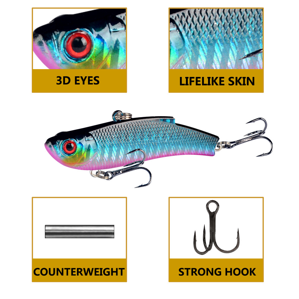 1pcs Fishing Lures 7cm 19g VIB Bait Artificial Make 5 Colors Available Bass Crankbait Wobblers Fishing Tackle Pesca.