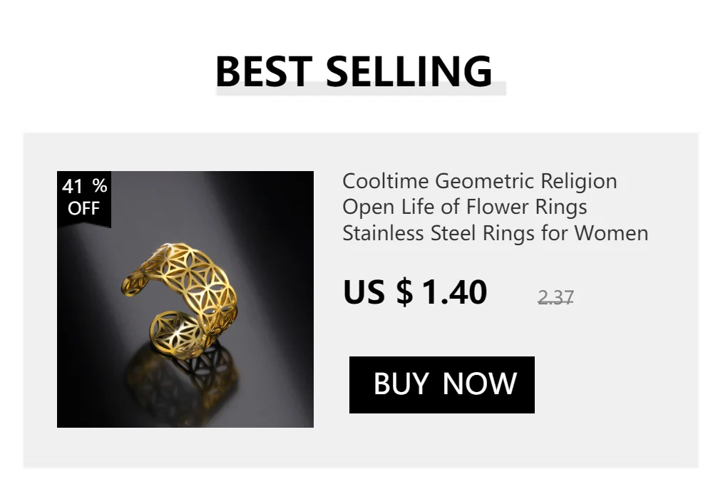 COOLTIME Geometric Filigree Flower Rings for Women Stainless Steel Vintage Four-leaf Clover Ring Birthday Jewelry Gift Wholesale