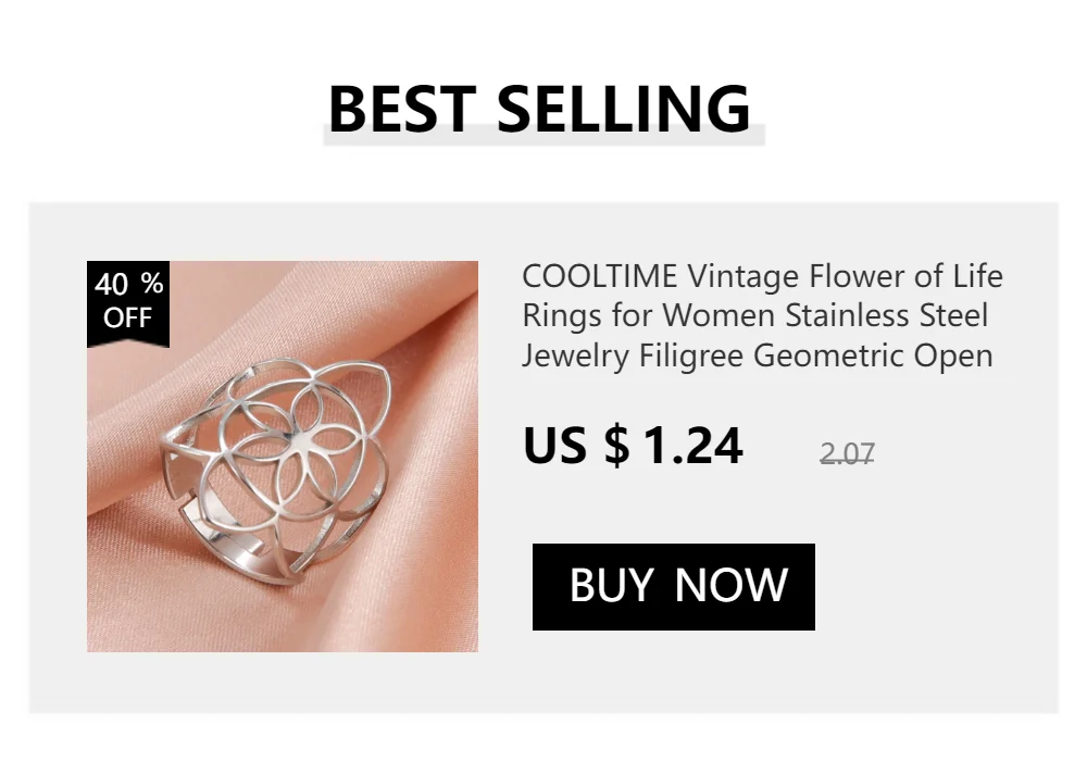 COOLTIME Geometric Filigree Flower Rings for Women Stainless Steel Vintage Four-leaf Clover Ring Birthday Jewelry Gift Wholesale