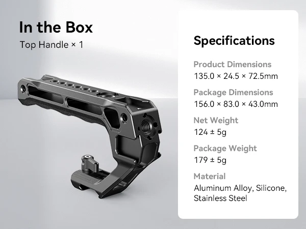 SmallRig NATO Top Handle Lite with Cold Shoe Portable Camera Handle for Shoot Fit for Sony for Canon for Nikon Camera Cage 3766