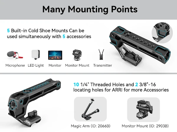 SmallRig NATO Top Handle Lite with Cold Shoe Portable Camera Handle for Shoot Fit for Sony for Canon for Nikon Camera Cage 3766