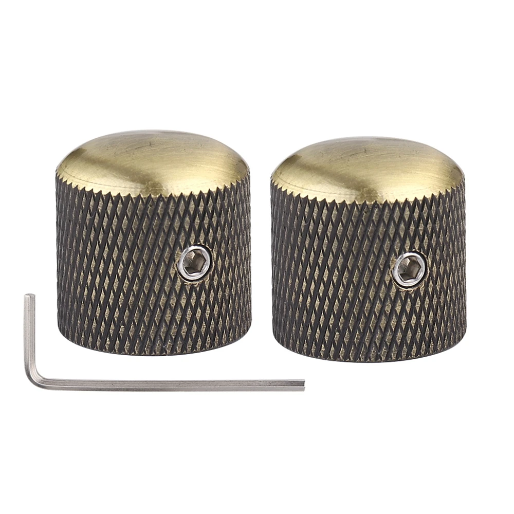 1pcs/2pcs Metal Dome Knobs Electric Bass Guitar Knobs Volume Tone Control Knobs with Wrench Bronze/BK/CR/GD/Black Nickel