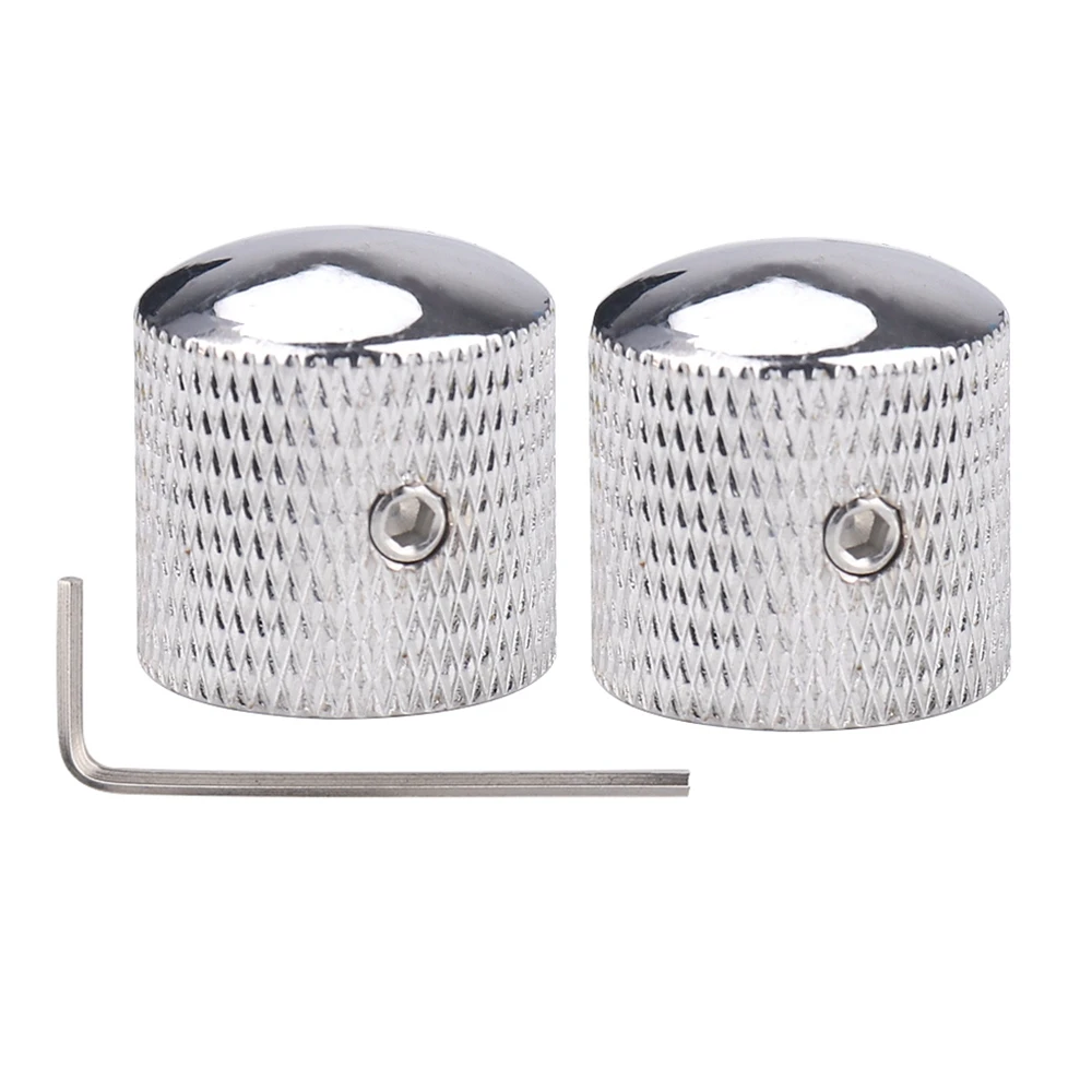 1pcs/2pcs Metal Dome Knobs Electric Bass Guitar Knobs Volume Tone Control Knobs with Wrench Bronze/BK/CR/GD/Black Nickel