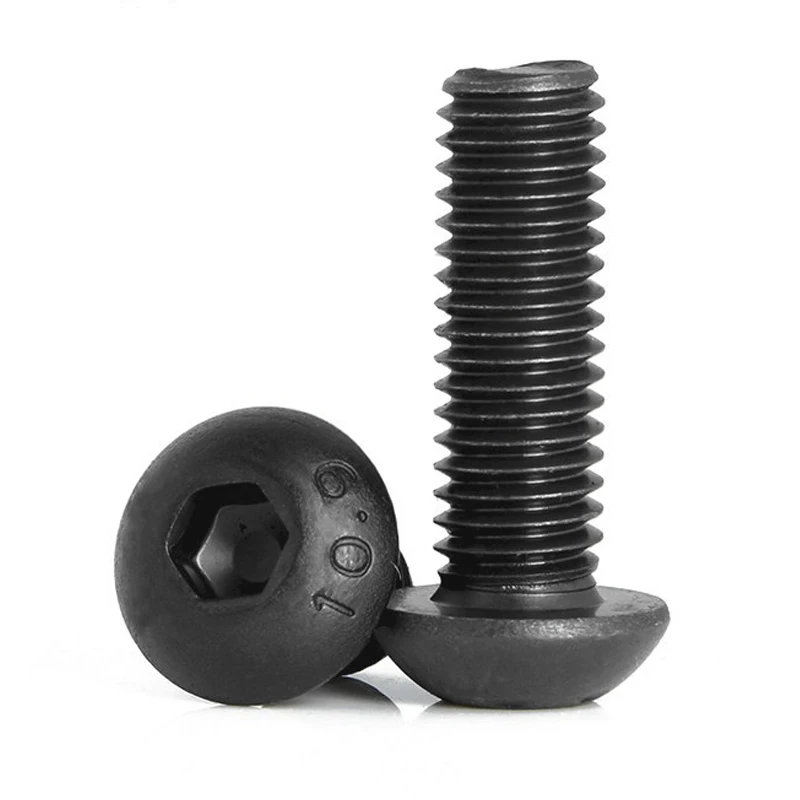 100/ 50/ 20/ 10/ 5/ 2/ 1pcs M1.6 M2 M2.5 M3 M4 M5 M6 M8 M10 M12 Grade10.9 Hex Socket Round Button Head Screws ISO7380