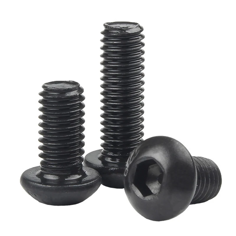 100/ 50/ 20/ 10/ 5/ 2/ 1pcs M1.6 M2 M2.5 M3 M4 M5 M6 M8 M10 M12 Grade10.9 Hex Socket Round Button Head Screws ISO7380