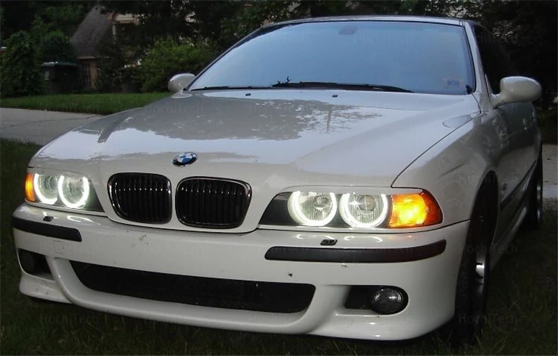 For BMW 5 Series E39 525i 528i 530i 540i White Yellow Dual and White Cotton LED Angel Eyes Kit Ring DRL Turn Signal Light
