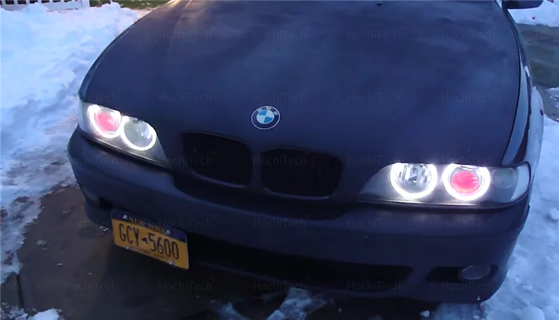 For BMW 5 Series E39 525i 528i 530i 540i White Yellow Dual and White Cotton LED Angel Eyes Kit Ring DRL Turn Signal Light