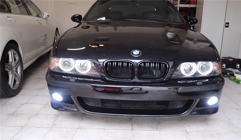 For BMW 5 Series E39 525i 528i 530i 540i White Yellow Dual and White Cotton LED Angel Eyes Kit Ring DRL Turn Signal Light