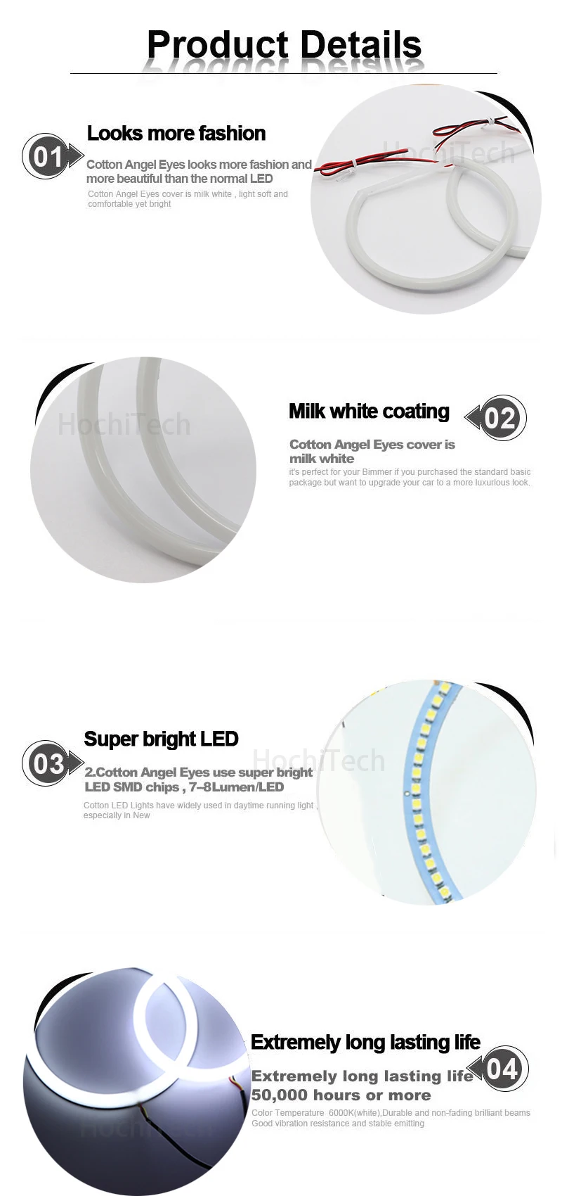 For BMW 5 Series E39 525i 528i 530i 540i White Yellow Dual and White Cotton LED Angel Eyes Kit Ring DRL Turn Signal Light