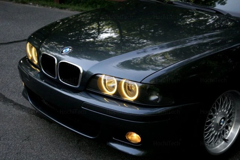 For BMW 5 Series E39 525i 528i 530i 540i White Yellow Dual and White Cotton LED Angel Eyes Kit Ring DRL Turn Signal Light