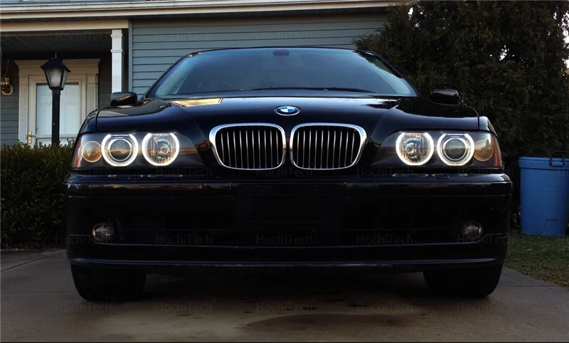 For BMW 5 Series E39 525i 528i 530i 540i White Yellow Dual and White Cotton LED Angel Eyes Kit Ring DRL Turn Signal Light