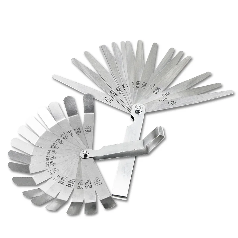 32/26/25/20 Blades Feeler Gauge Metric Gap Filler 0.02-1MM / 0.0008-0.040 INCH Gage Measurement Tool for Engine Valve Adjustment