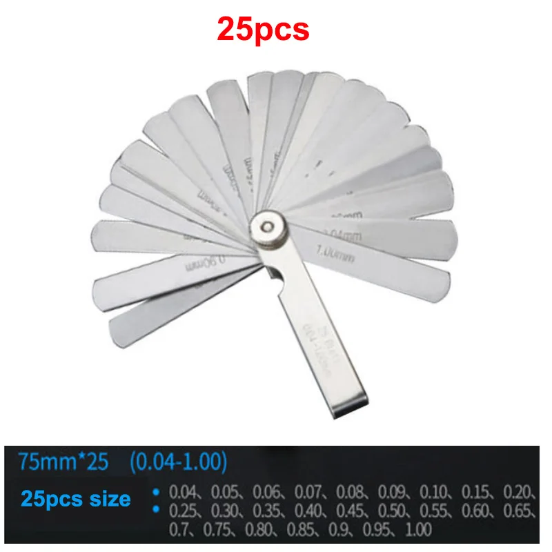32/26/25/20 Blades Feeler Gauge Metric Gap Filler 0.02-1MM / 0.0008-0.040 INCH Gage Measurement Tool for Engine Valve Adjustment
