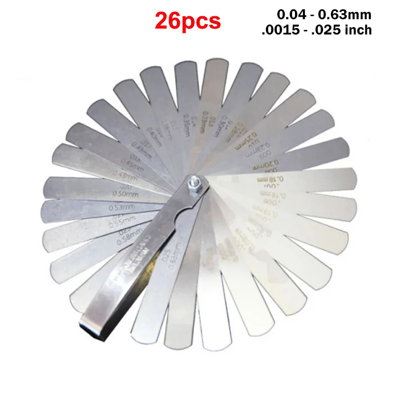 32/26/25/20 Blades Feeler Gauge Metric Gap Filler 0.02-1MM / 0.0008-0.040 INCH Gage Measurement Tool for Engine Valve Adjustment