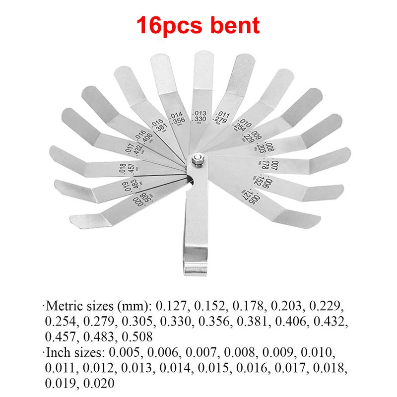 32/26/25/20 Blades Feeler Gauge Metric Gap Filler 0.02-1MM / 0.0008-0.040 INCH Gage Measurement Tool for Engine Valve Adjustment