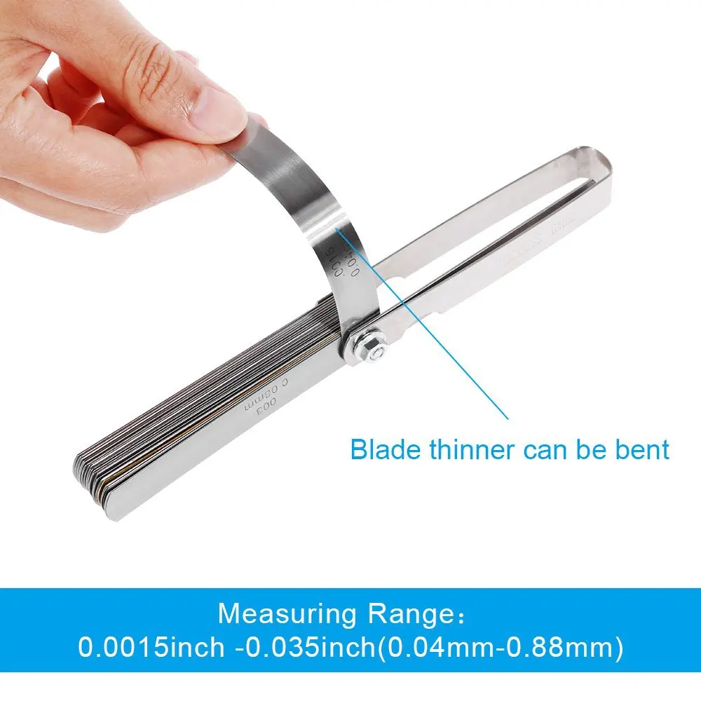 32/26/25/20 Blades Feeler Gauge Metric Gap Filler 0.02-1MM / 0.0008-0.040 INCH Gage Measurement Tool for Engine Valve Adjustment