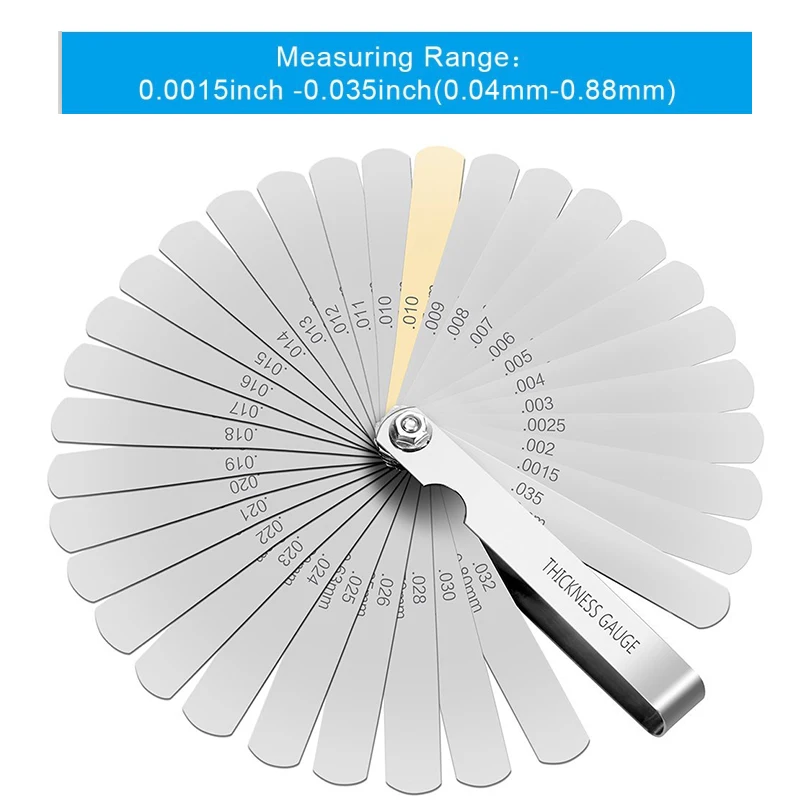 32/26/25/20 Blades Feeler Gauge Metric Gap Filler 0.02-1MM / 0.0008-0.040 INCH Gage Measurement Tool for Engine Valve Adjustment