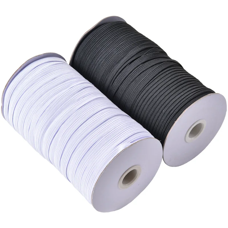 3/4/5/6/8/10mm Flat Knitted Elastic Band White Black Polyester Sewing Stretch Rope Elastic Rubber DIY Garment Mask Accessories