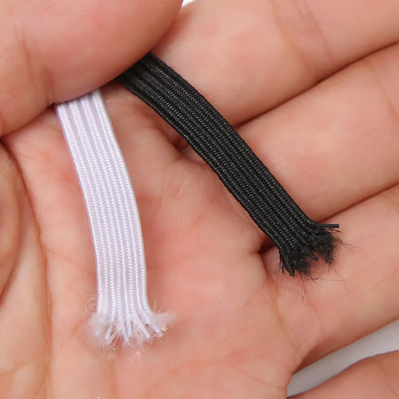 3/4/5/6/8/10mm Flat Knitted Elastic Band White Black Polyester Sewing Stretch Rope Elastic Rubber DIY Garment Mask Accessories