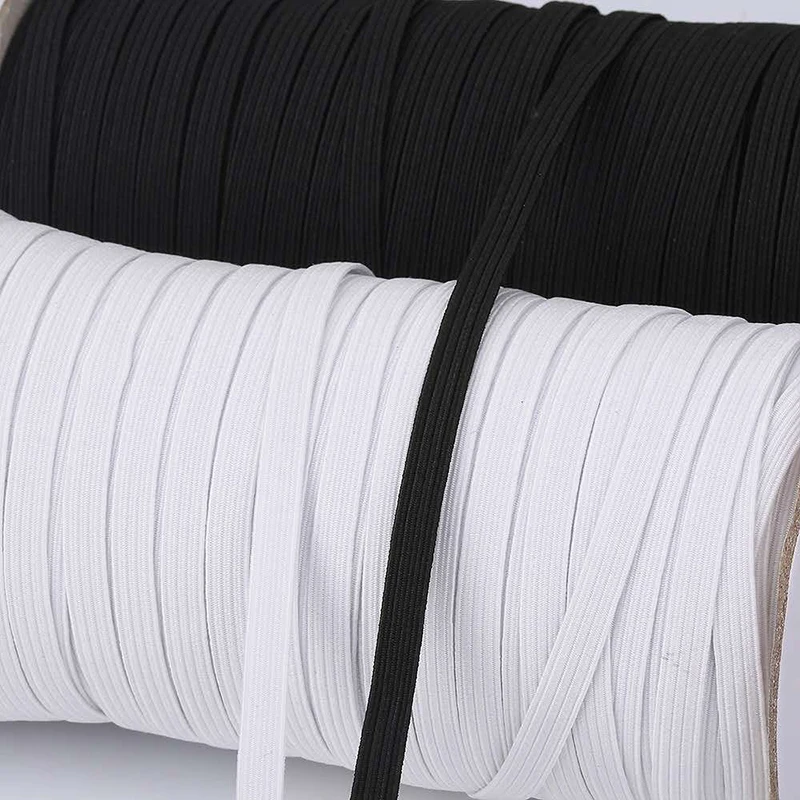 3/4/5/6/8/10mm Flat Knitted Elastic Band White Black Polyester Sewing Stretch Rope Elastic Rubber DIY Garment Mask Accessories