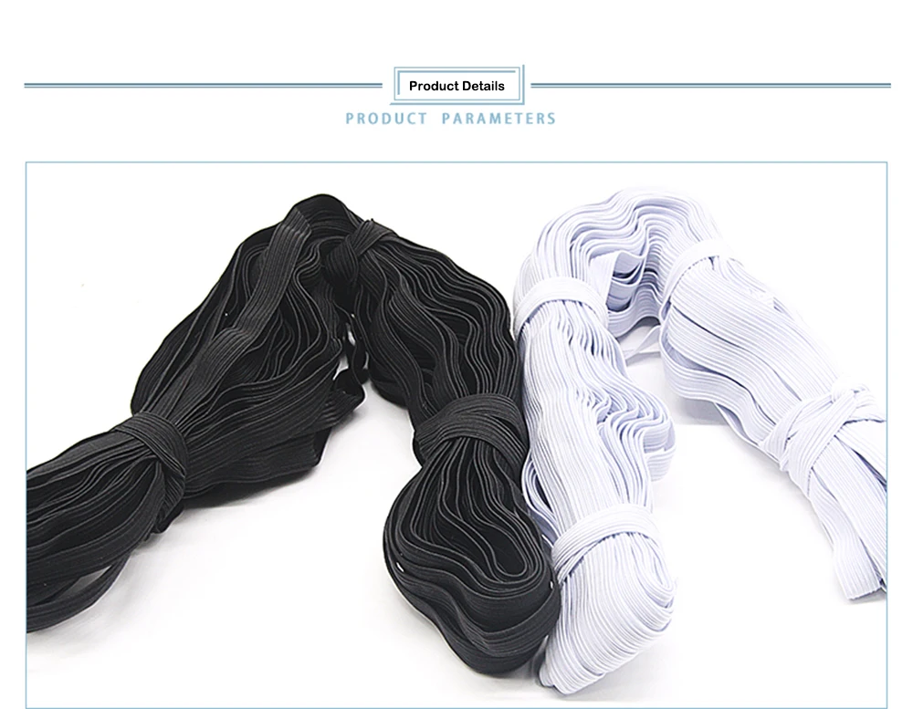 3/4/5/6/8/10mm Flat Knitted Elastic Band White Black Polyester Sewing Stretch Rope Elastic Rubber DIY Garment Mask Accessories