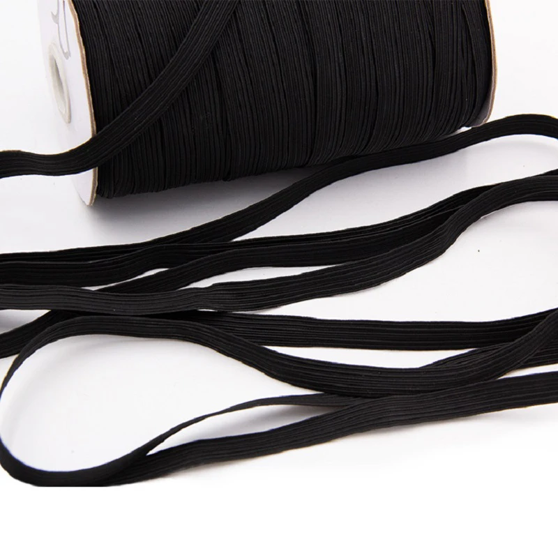 3/4/5/6/8/10mm Flat Knitted Elastic Band White Black Polyester Sewing Stretch Rope Elastic Rubber DIY Garment Mask Accessories
