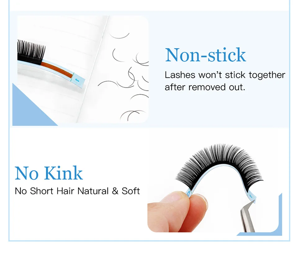 AGUUD 0.03-0.15mm Korea Silk False Mink Eyelashes Extensions Natural Soft Individual Eyelash Russian Volume Eye Lashes Cilios