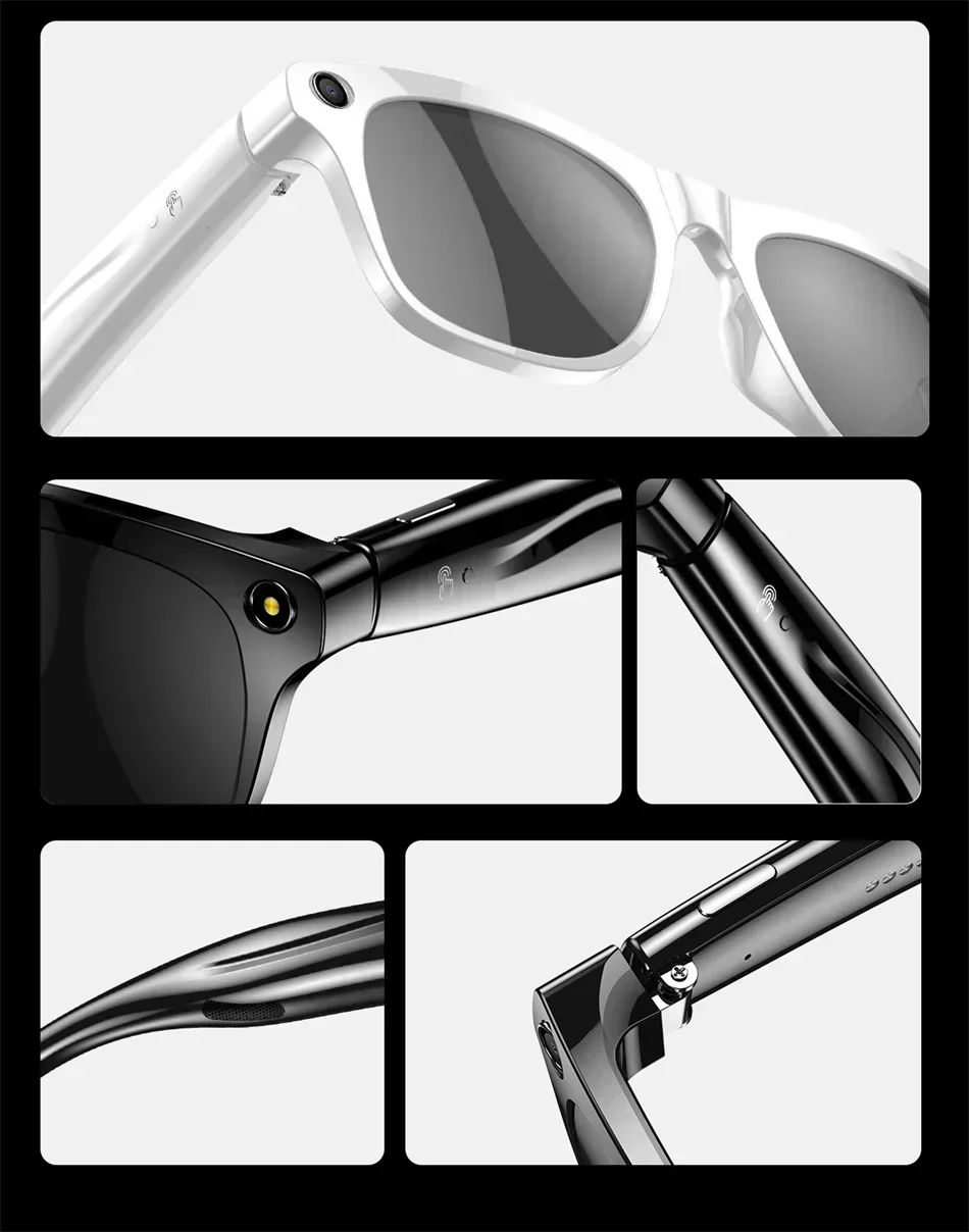 Lenovo 8K AI Smart Glasses 1200mp HD Camera Chat Gpt Touch Sport Smart Sunglasses Music Player Voice Assistant Bluetooth Calling