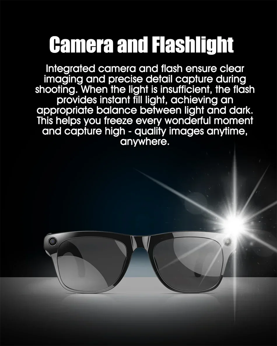 Lenovo 8K AI Smart Glasses 1200mp HD Camera Chat Gpt Touch Sport Smart Sunglasses Music Player Voice Assistant Bluetooth Calling