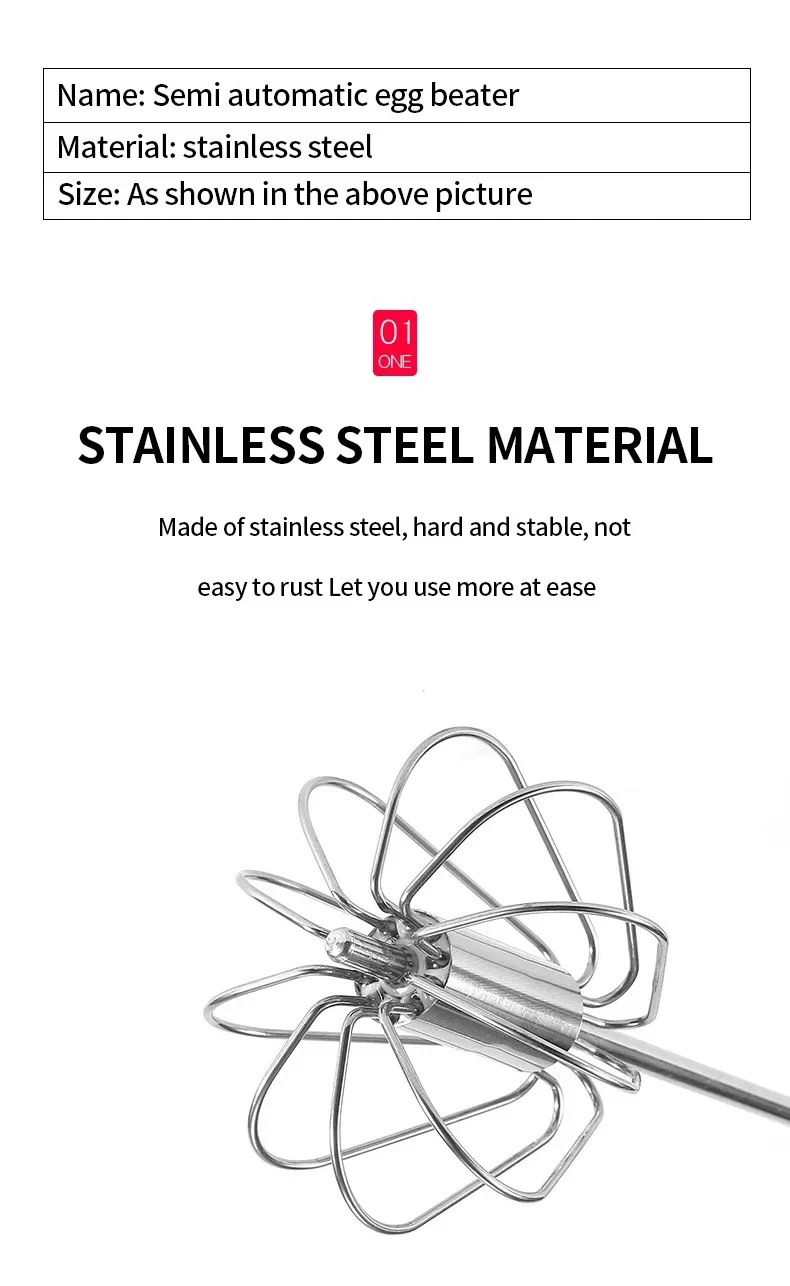 Semi Automatic Egg Beater Manual Rotating Cream Mixer Household Baking Tool Kitchen Gadget for Egg Blending Cake Mixing