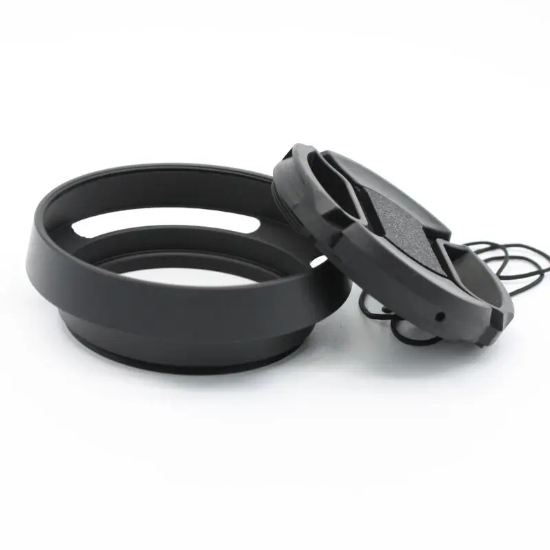 Metal Vented Lens Hood 49mm 52mm 58mm 55mm 62mm 67mm 72mm 77mm 82mm Screw-in Lente Protect + Cap For Leica Canon Nikon Sony