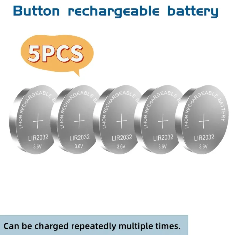 3.6V LIR2032 LIR2025 LIR2016 Rechargeable Coin Cell Batteries Replacement for CR2032 CR2025 CR2016 Lithium Coin Cell for Watches