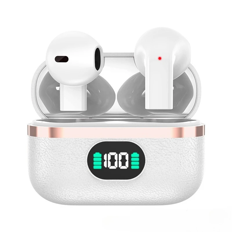 Premium Leather Wireless Earbuds Boasting Sleek Semi-in-ear Design Endurance Battery Mic Ideal Companion for Active Lifestyle