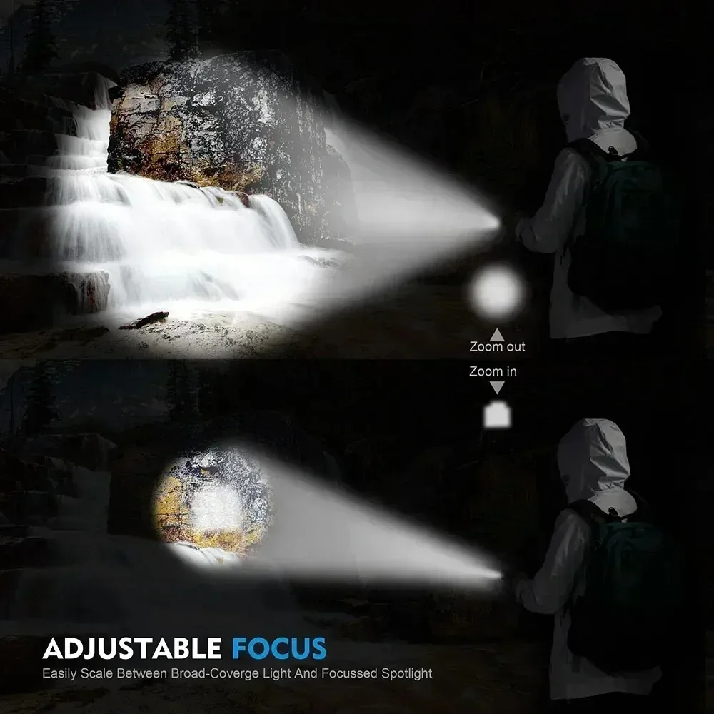 Rechargeable LED Flashlight 100000LM Super Bright Long Range Tactical Torch Waterproof for Outdoor Camping Fishing Lantern