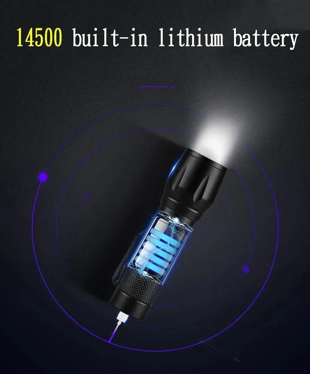 Rechargeable LED Flashlight 100000LM Super Bright Long Range Tactical Torch Waterproof for Outdoor Camping Fishing Lantern