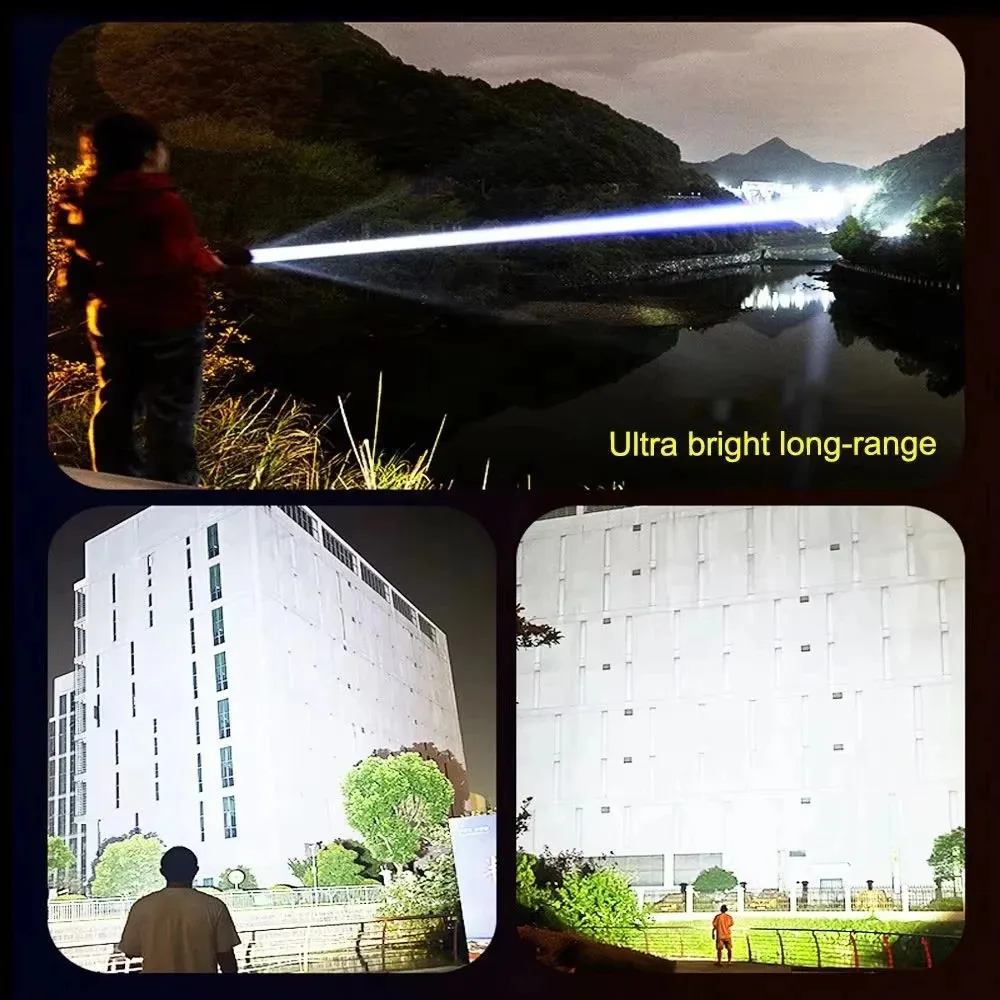 Rechargeable LED Flashlight 100000LM Super Bright Long Range Tactical Torch Waterproof for Outdoor Camping Fishing Lantern